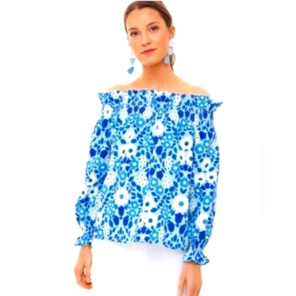 Tuckernuck Majolica Off the Shoulder Marguerite Blouse Sz M Worn Once - Picture 1 of 7